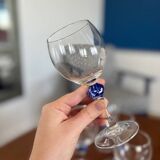 Set de 6 verre a vin luminarc made in france vintage verre avec boule en verre soufflé bleu