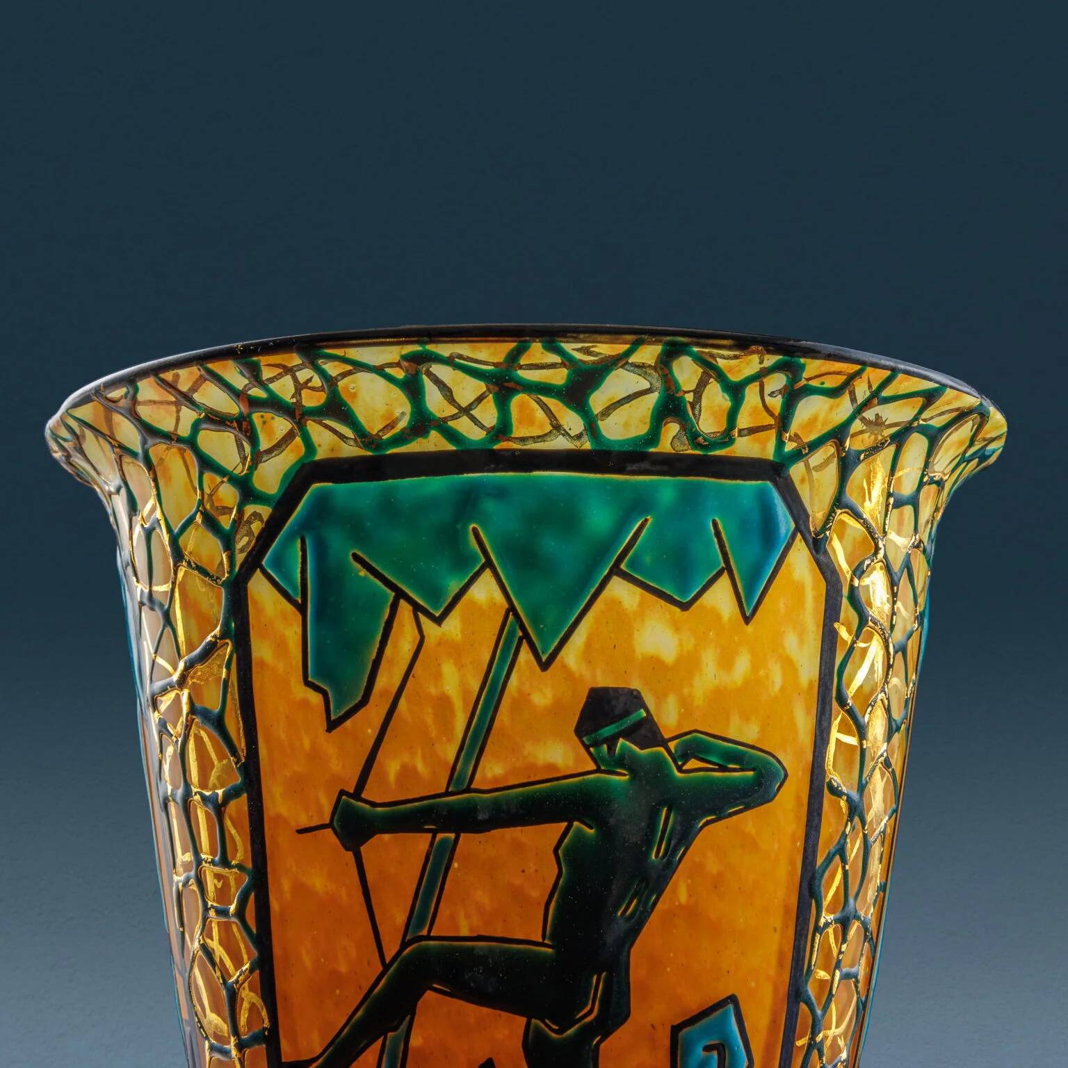 "Archer and stag" vase in glass by Marcel Goupy, Paris 1925-28