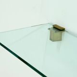 Rare Large Peter Ghyczy Brass and Glass Wall-Mounted Shelving Unit 1970s