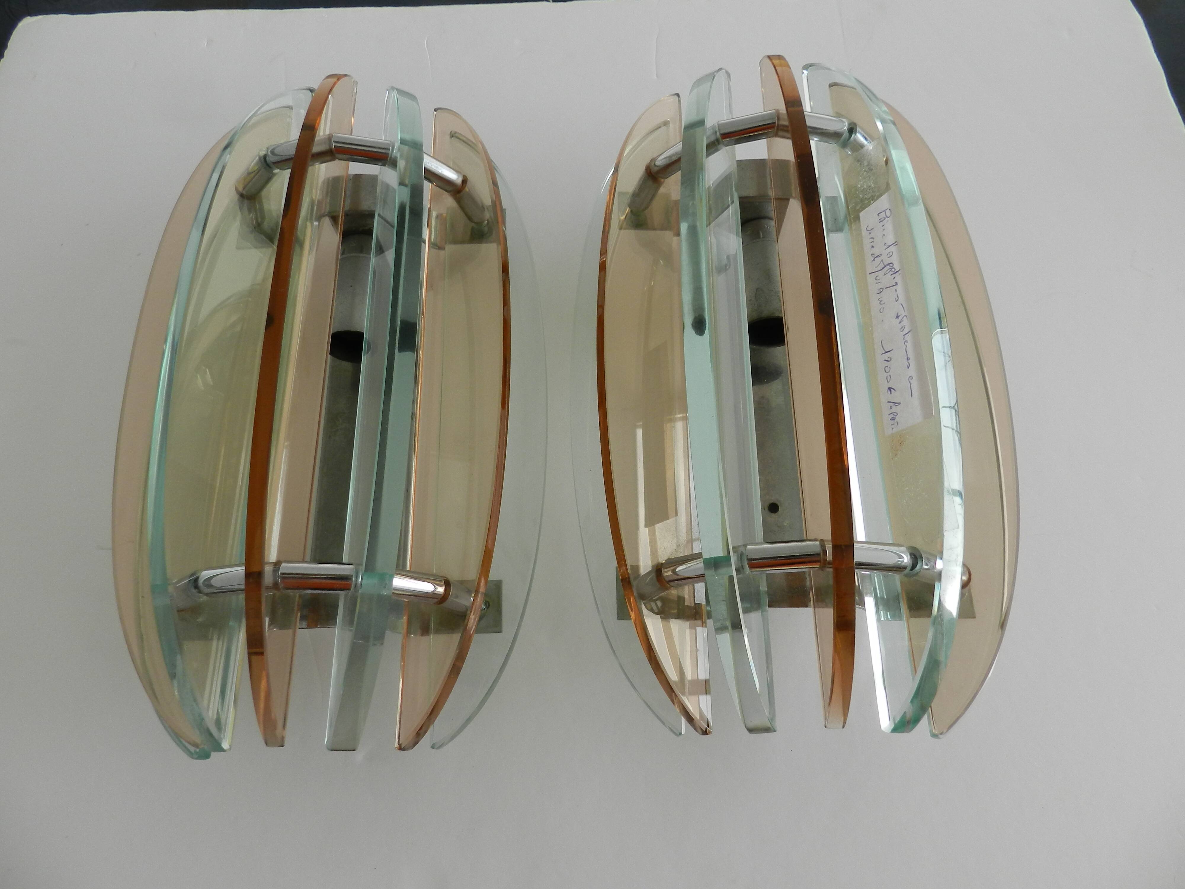 Pair of Murano glass wall sconces from the 1970s.