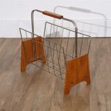 Scandinavian vintage magazine door in teak and metal 1960