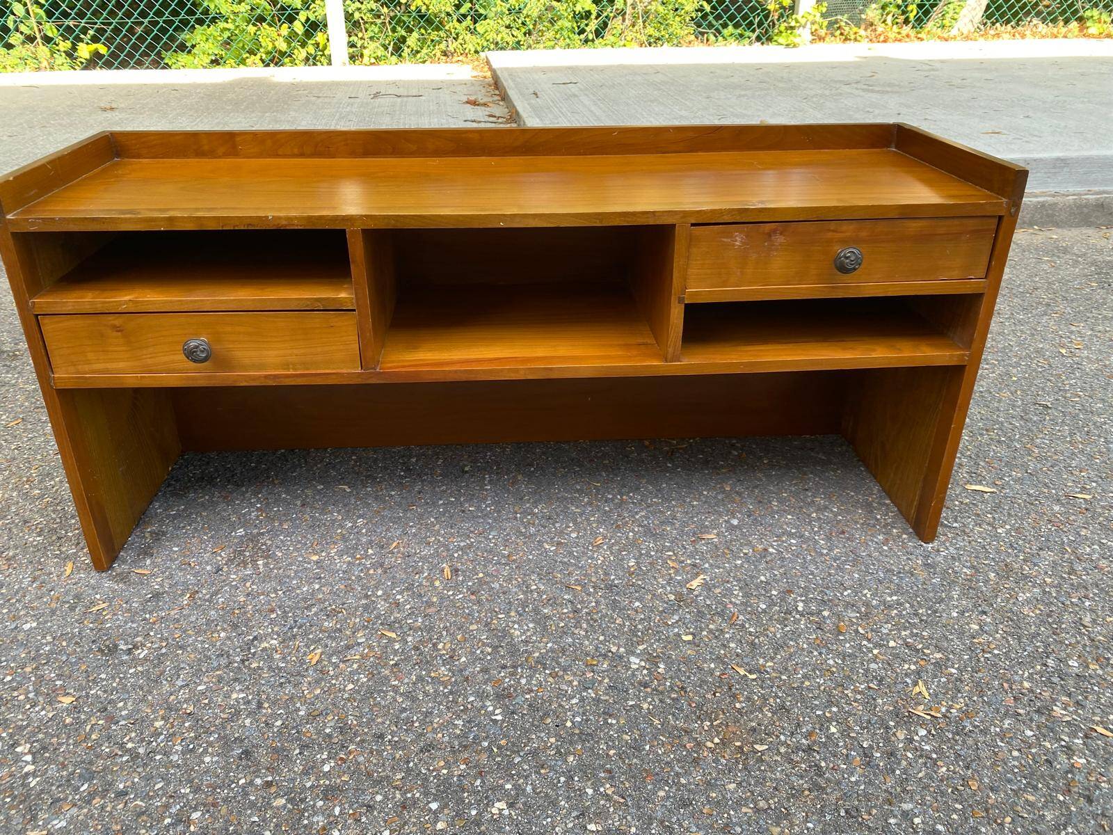 Vintage solid wood desk with removable secretary in colonial style from the 1960s.