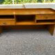 Vintage solid wood desk with removable secretary in colonial style from the 1960s.