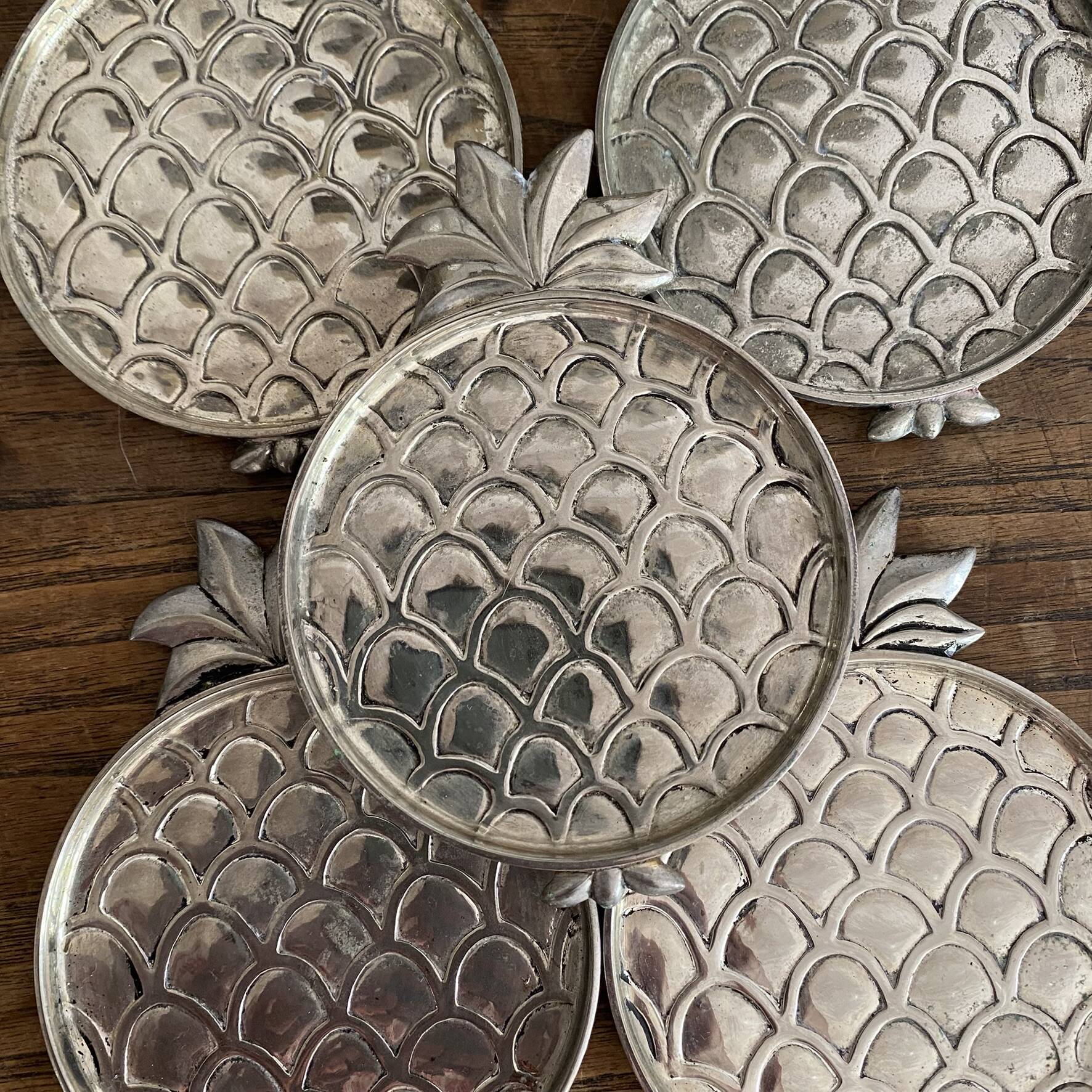Set of pineapple coasters Silea silver-plated, 1970s