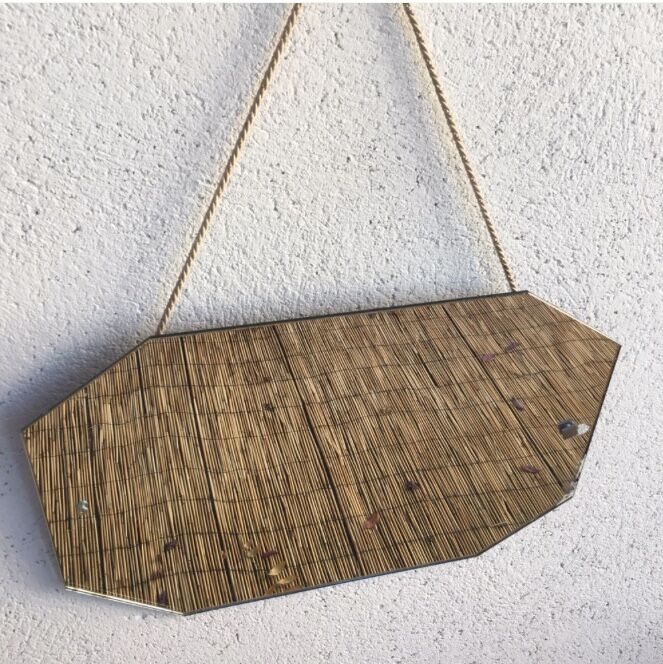 Large old beveled mirror 70x47cm