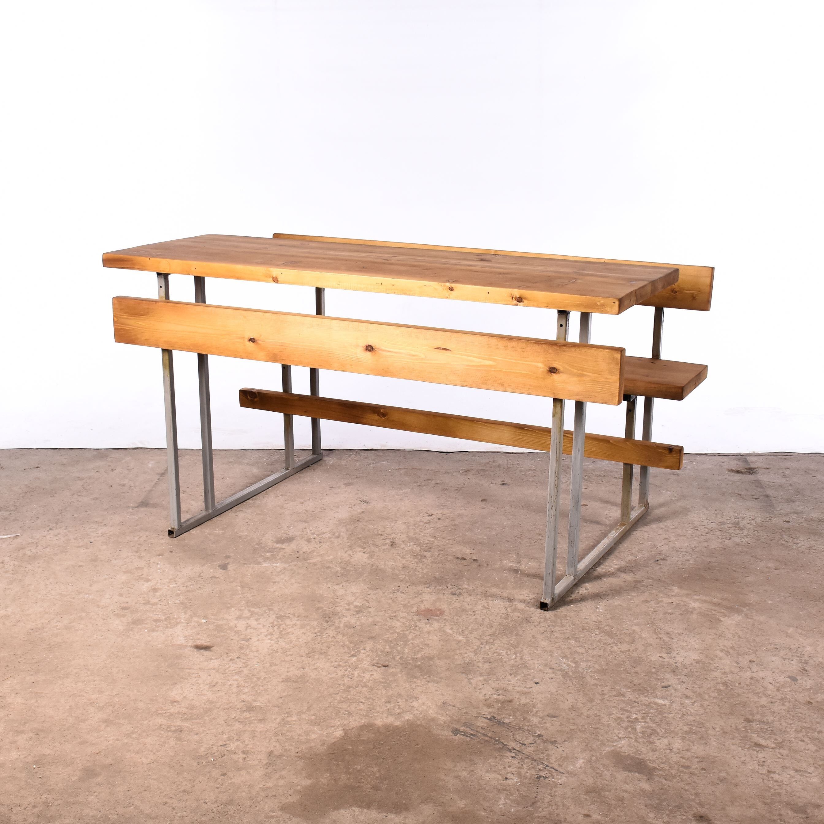 school desk with bench