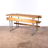 school desk with bench