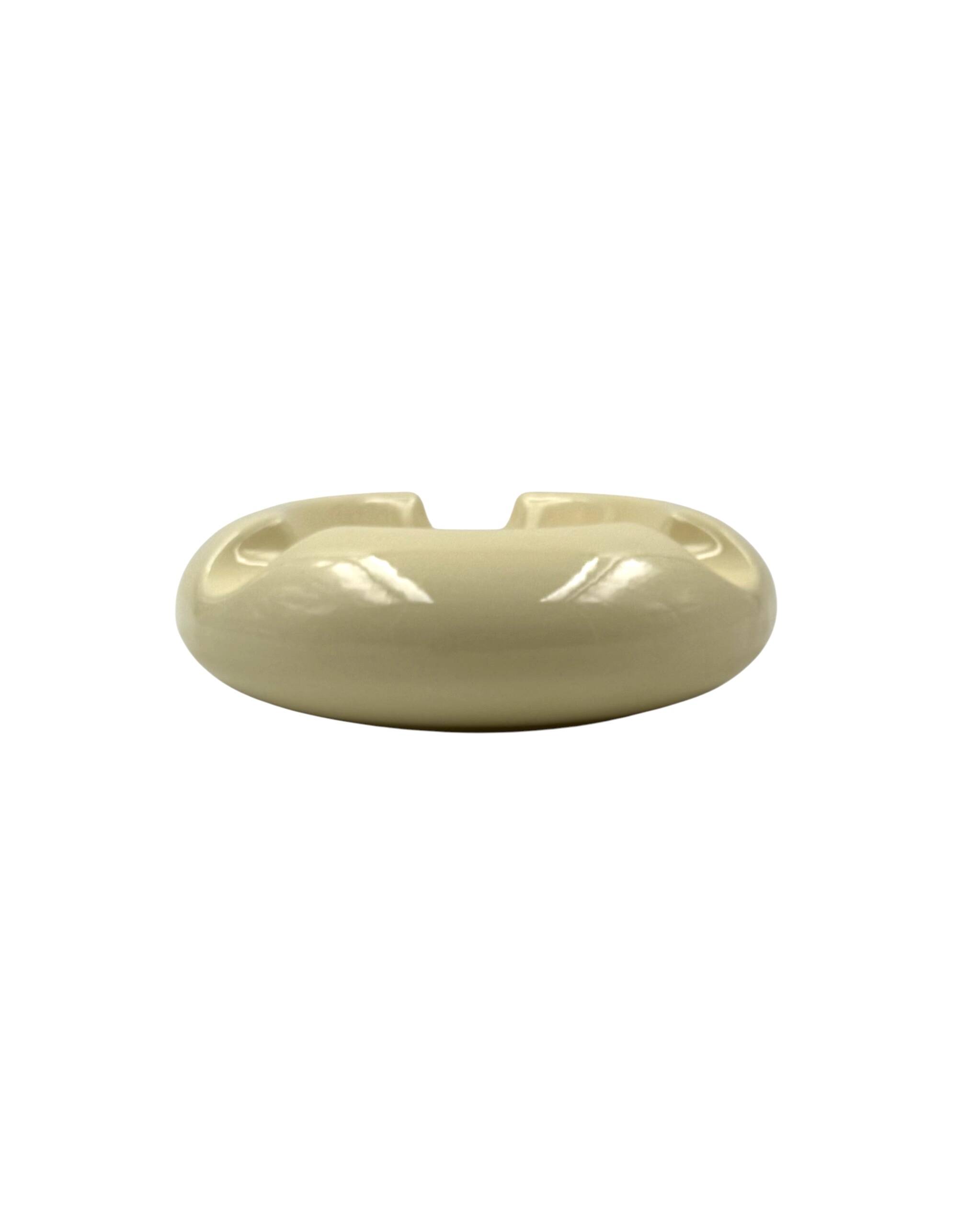 Space age cream ceramic ashtray, Sicart Italy 1970s