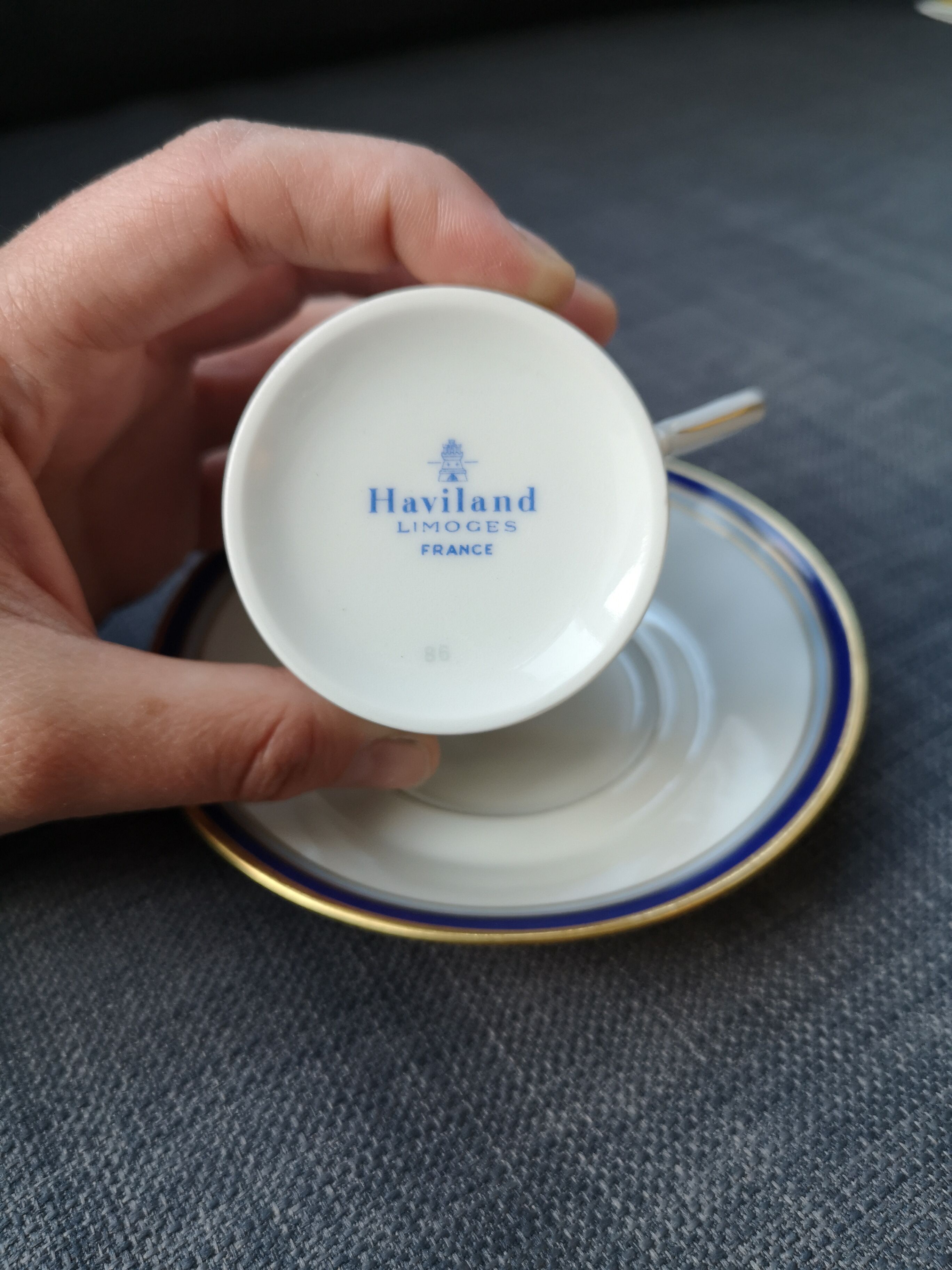 Haviland coffee cup and saucers - midnight blue collection - porcelain limoges