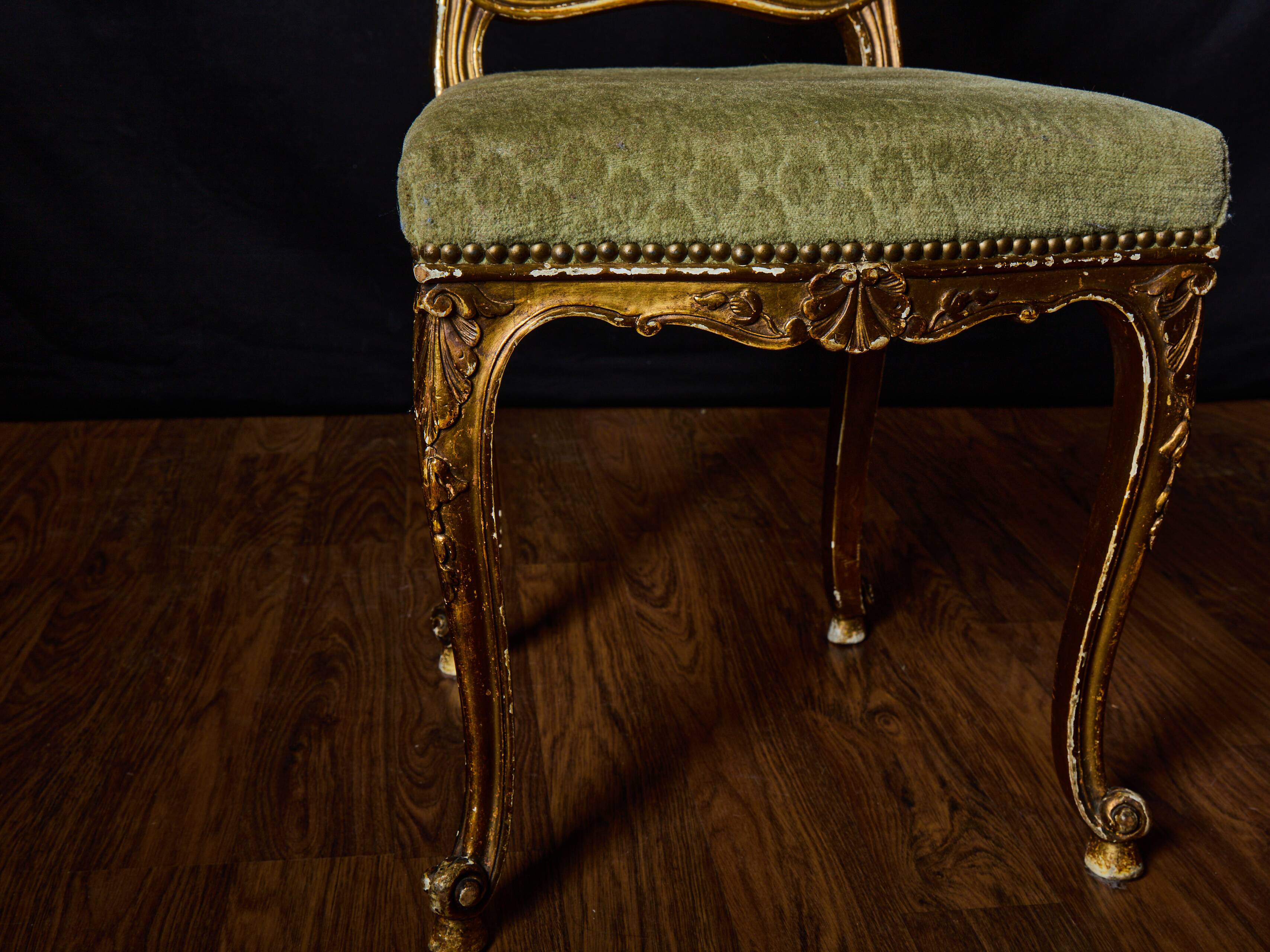 Set of 4 Louis XV style gilded chairs – Musician chair style
