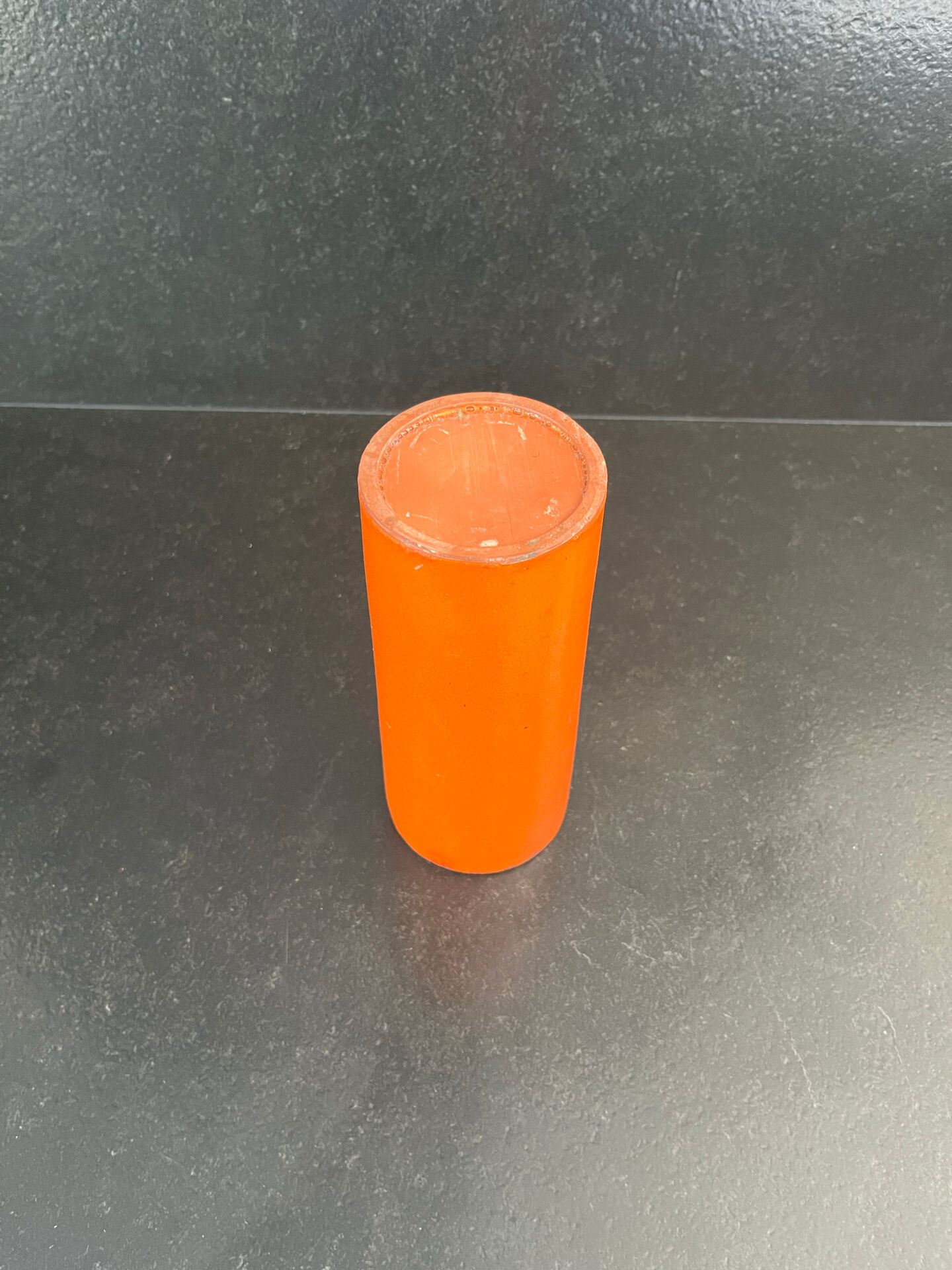 Orange glazed ceramic cylinder vase