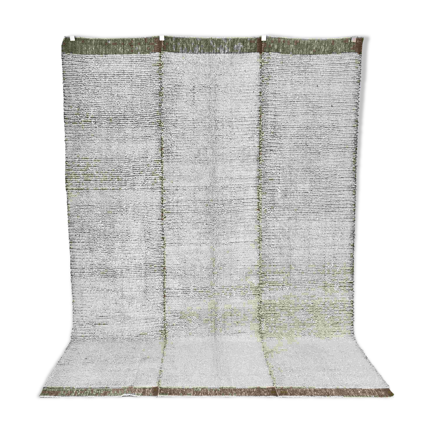 7x10 Dark Green White Handmade Wool Turkish Rug, 200x300Cm SK 242094