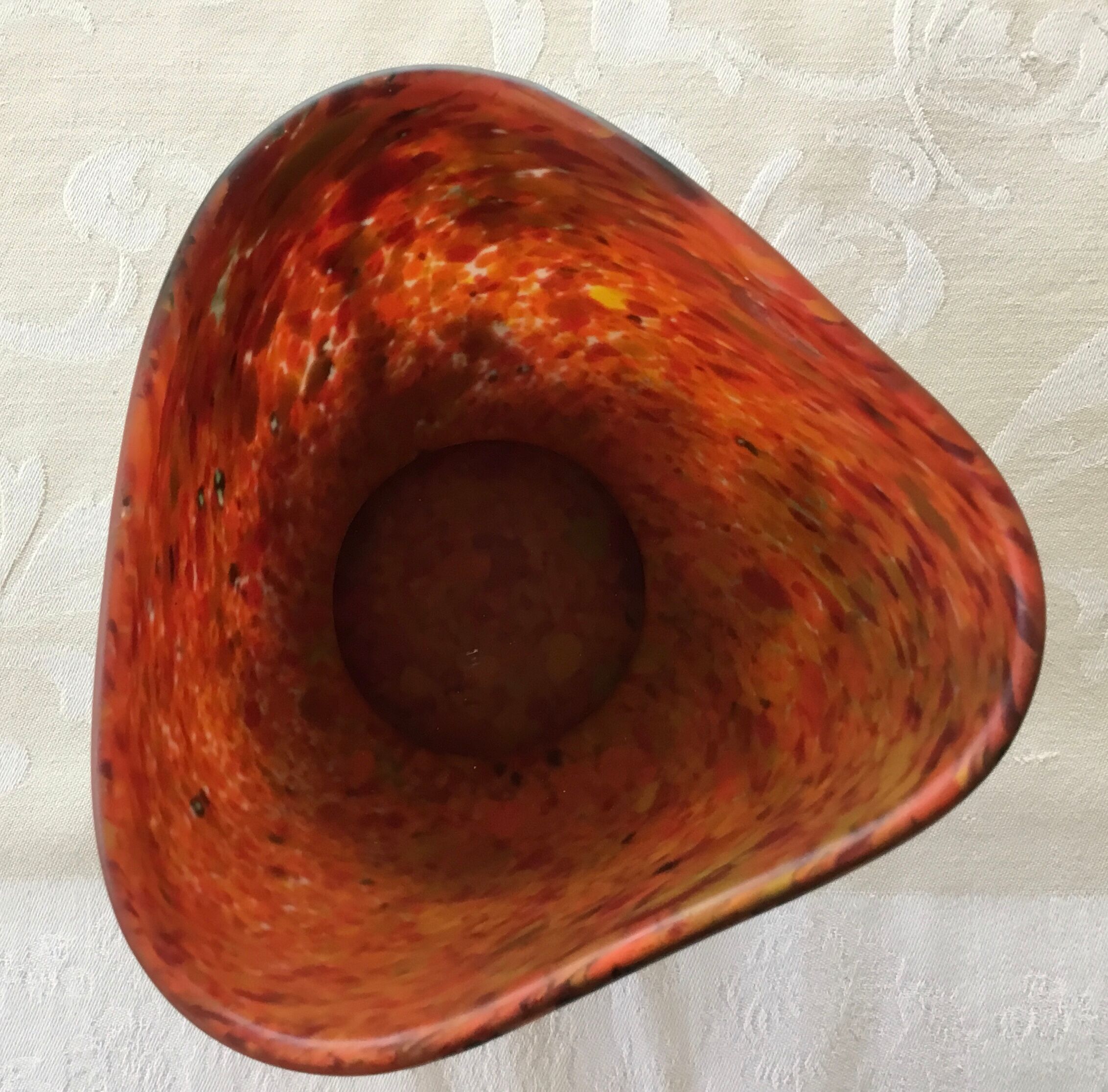 Glass paste vase signed