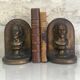 Antique bookends, Bust figure in bronze patinated plaster. 19 x 13 cm