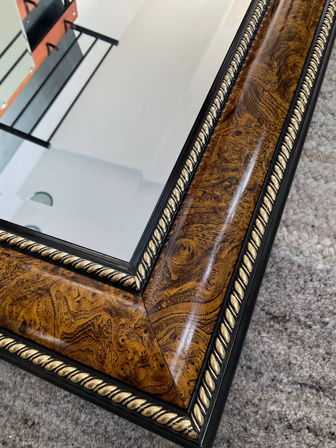 Large vintage Italian wooden mirror