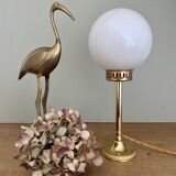 Vintage globe table lamp in white opaline