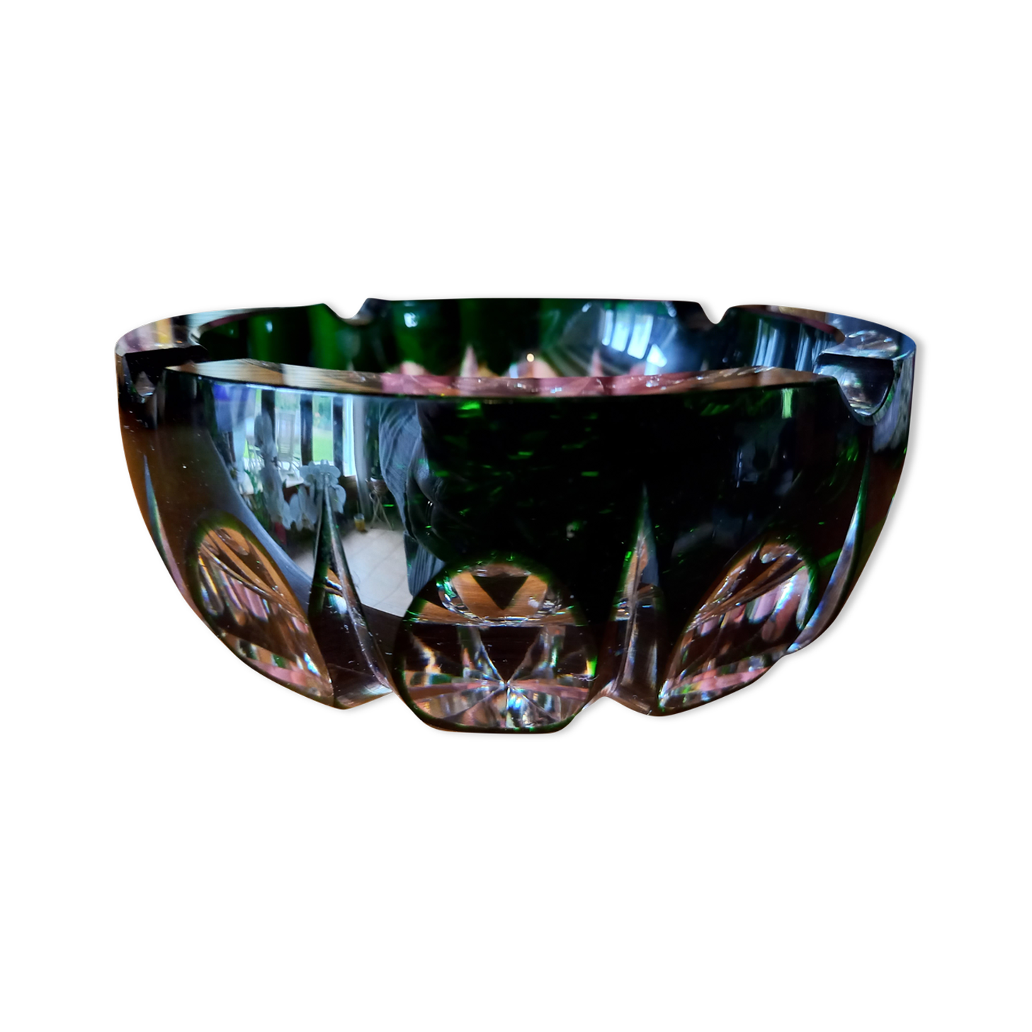 Carved crystal ashtray signed Saint Louis