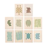 Collection of 10 paintings on paper in warm and cool tones signed Eawy.