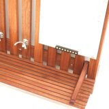 Large vintage coat rack with mirror and rack made of teak wood