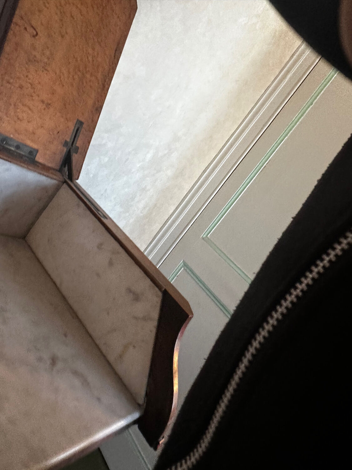 19th-century walnut and marble toilet commode in Louis Philippe style