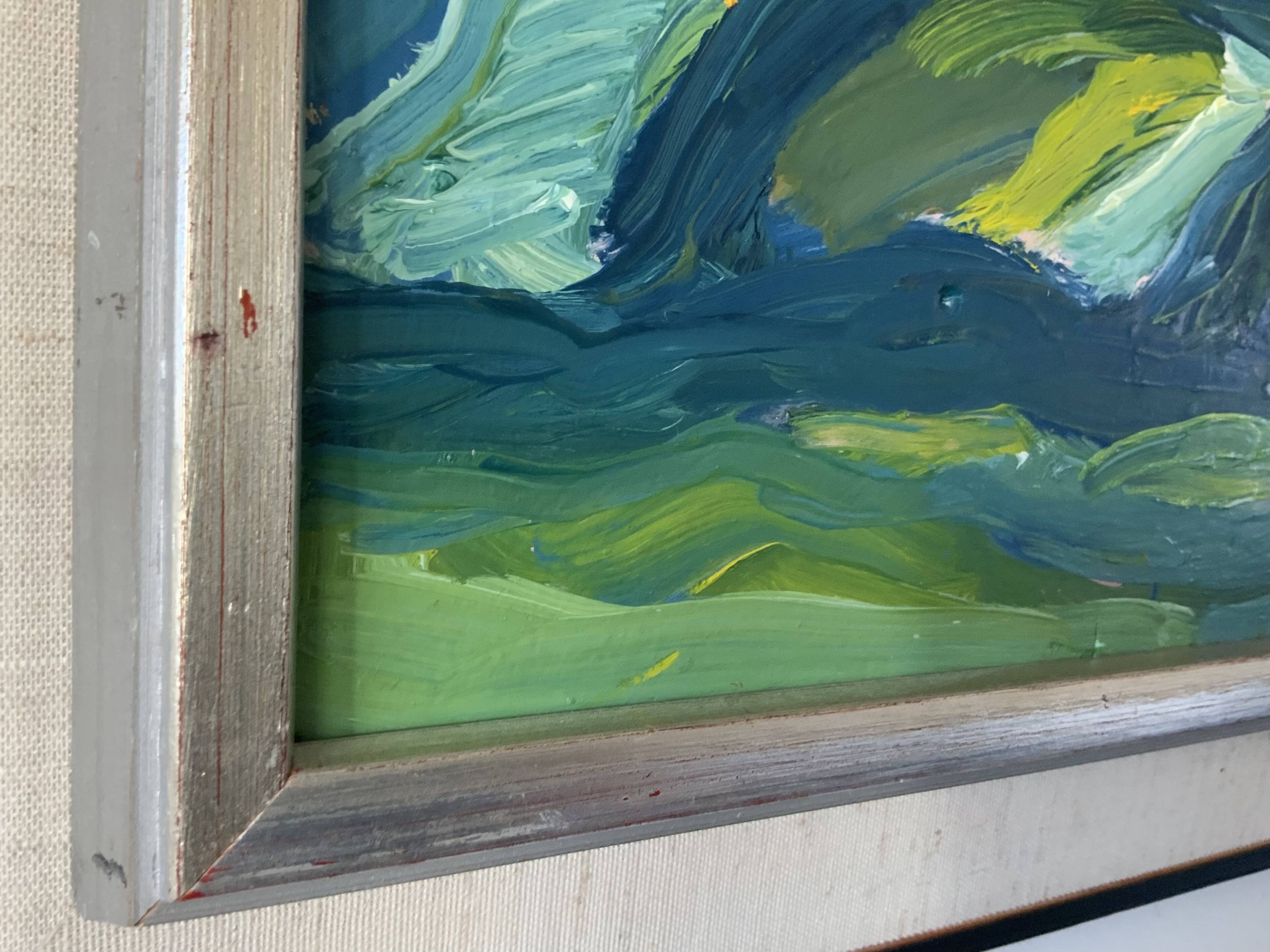 Vintage Painting Abstract Modernist Landscape By Thabe Carlson 1971