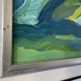 Vintage Painting Abstract Modernist Landscape By Thabe Carlson 1971