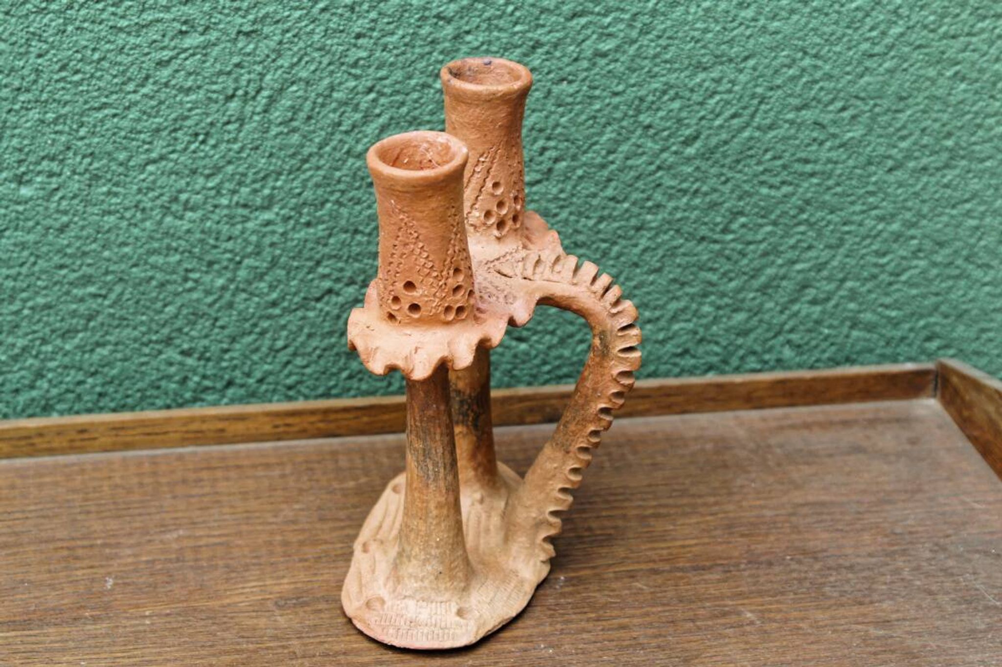African terracotta candle holder
