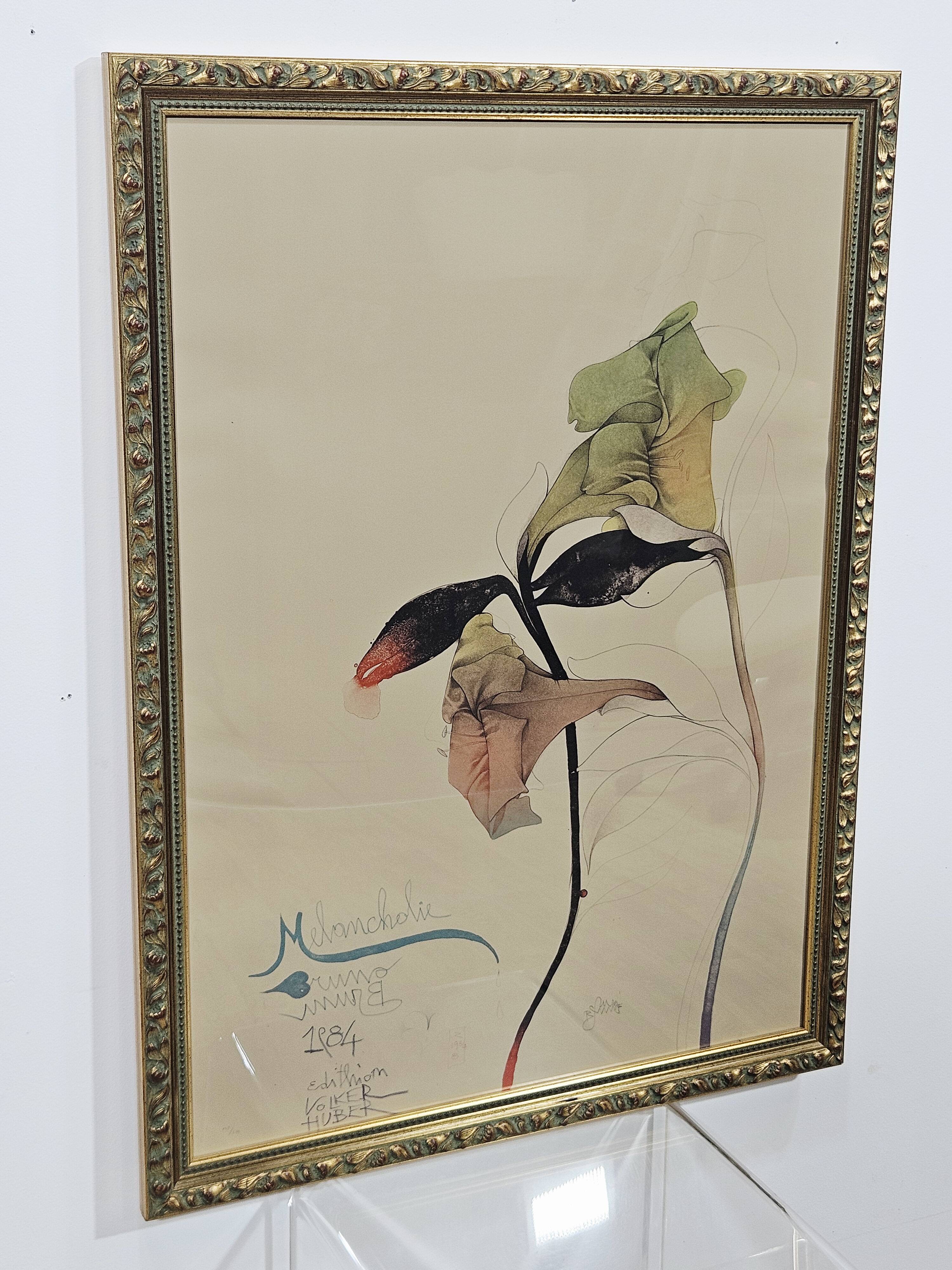 Lithograph Melancholy 109cm x 81cm, aut. B. Bruni, Edition Volker Huber