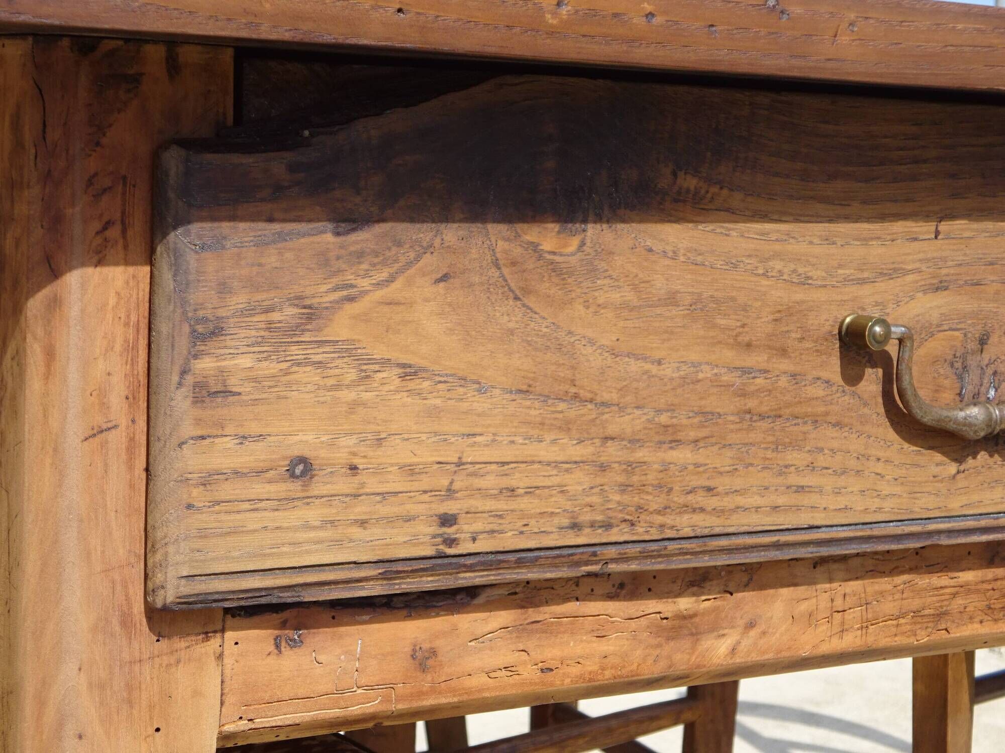 Restored antique farmhouse table, made entirely of solid oak.