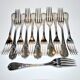 Series of 12 table forks in silver metal ercuis rocaille