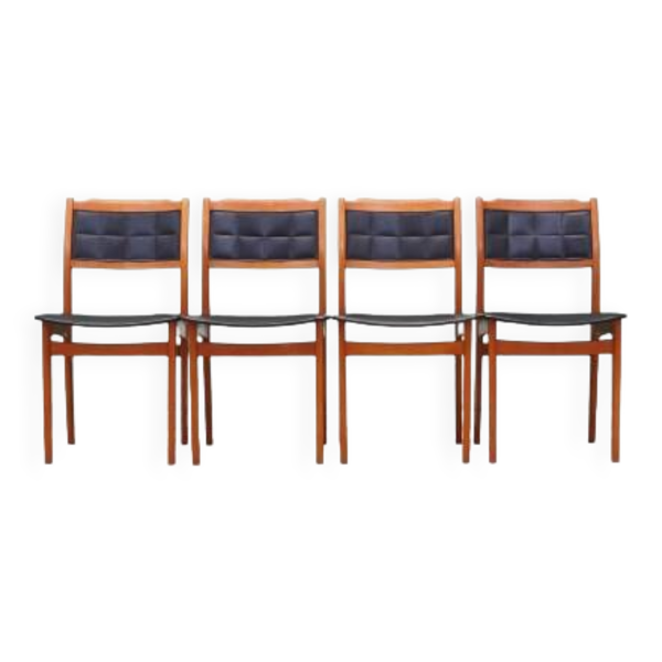 Ensemble de quatre chaises en hêtre, design danois, années 1970, production : Danemark