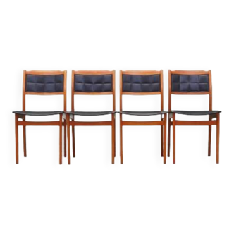 Ensemble de quatre chaises en hêtre, design danois, années 1970, production : Danemark