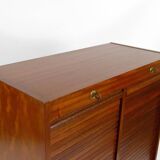 Notary's furniture / double curtained filing cabinet in mahogany, Art Deco / Industrial, France, circa 1940