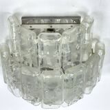 Vistosi manner, set of four large clear murano glass elements sconces. Italy 1970s