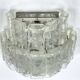 Vistosi manner, set of four large clear murano glass elements sconces. Italy 1970s