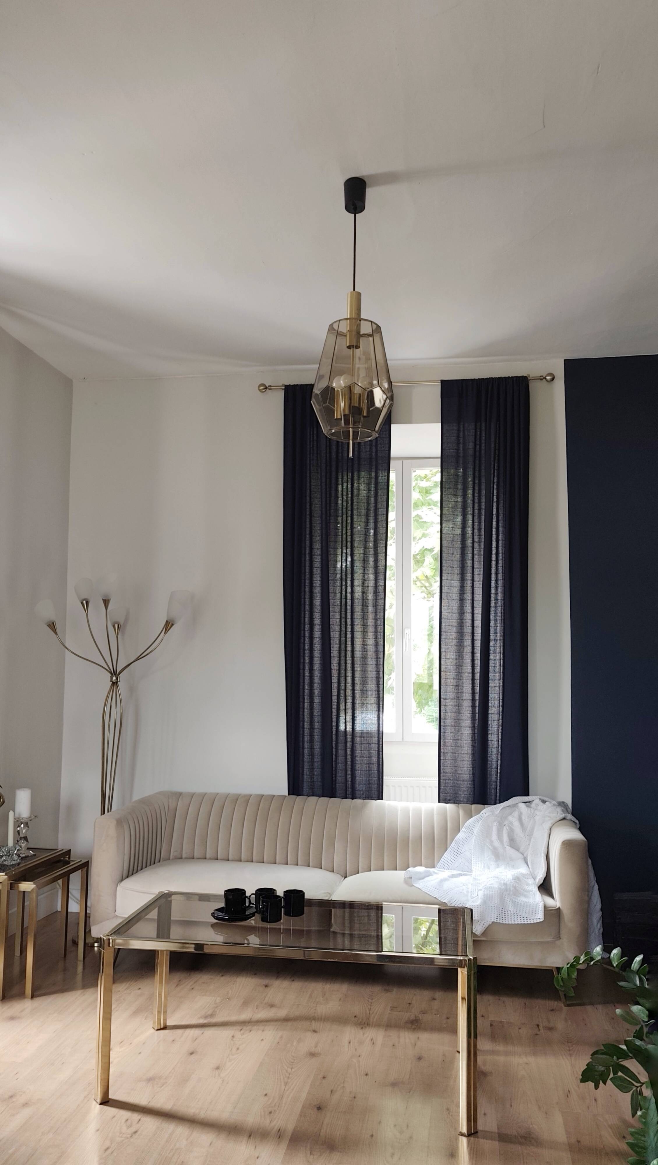 Brass coffee table with smoked glass top