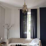 Table basse laiton plateau verre fumé