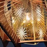 Mid Century wood hanging lamp wooden