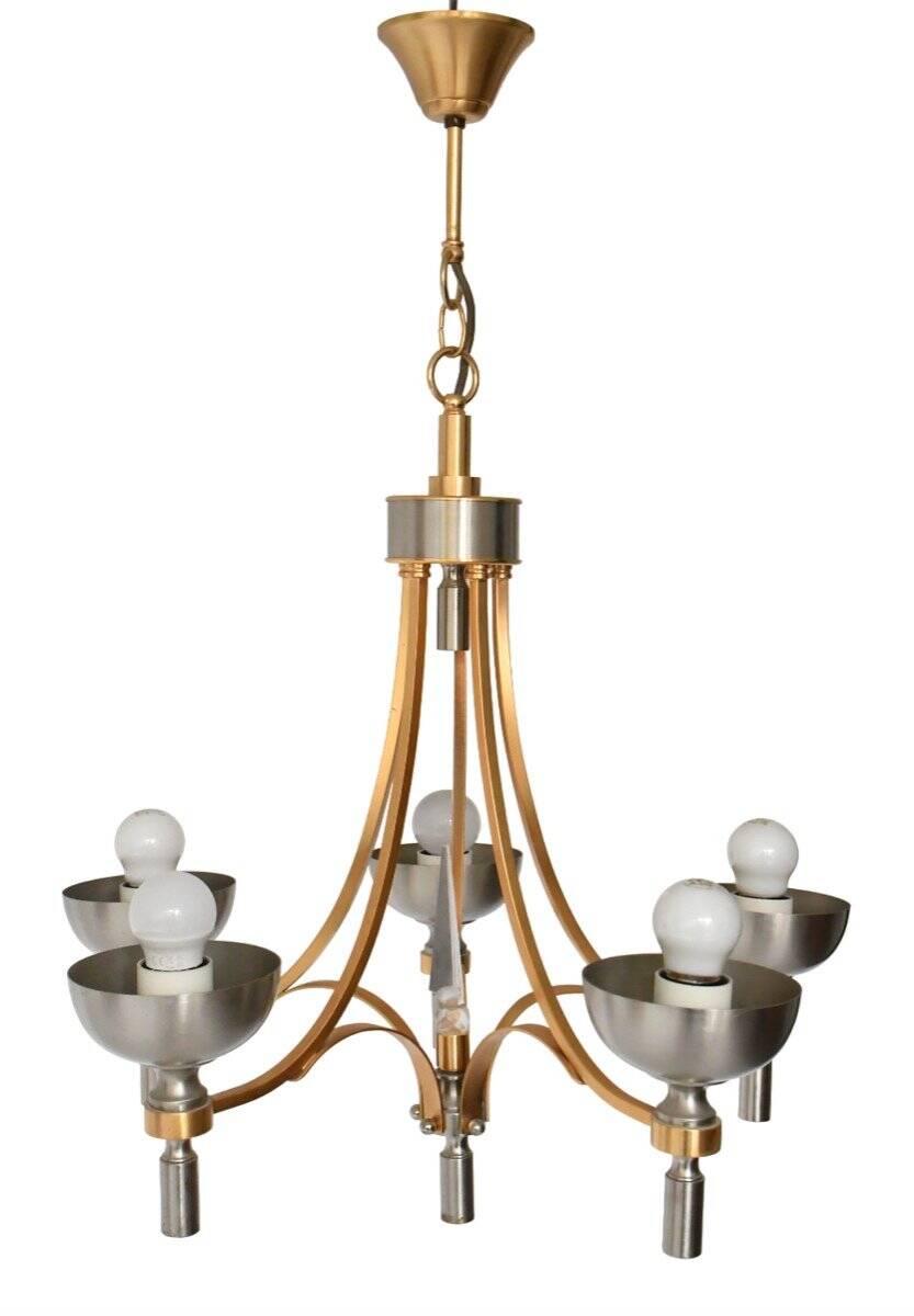 Vintage chandelier in gold and silver metal