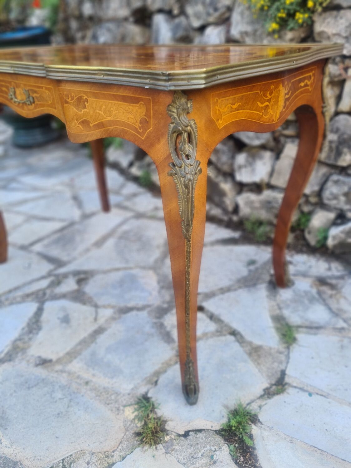 Louis XV style flat desk in marquetry
