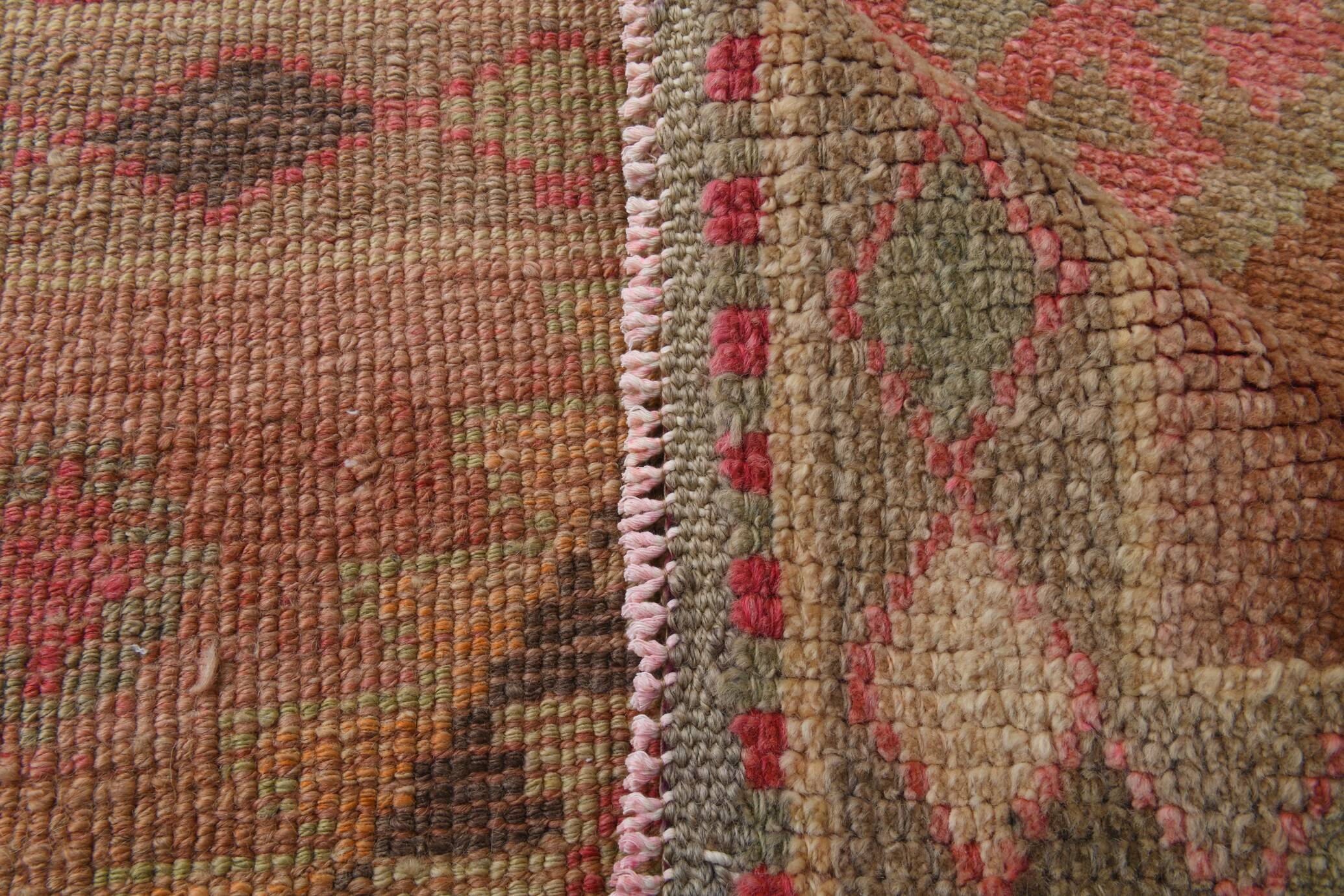 Taupe & Dusty Pink Vintage Carpet For Hallway, 83x308 Cm