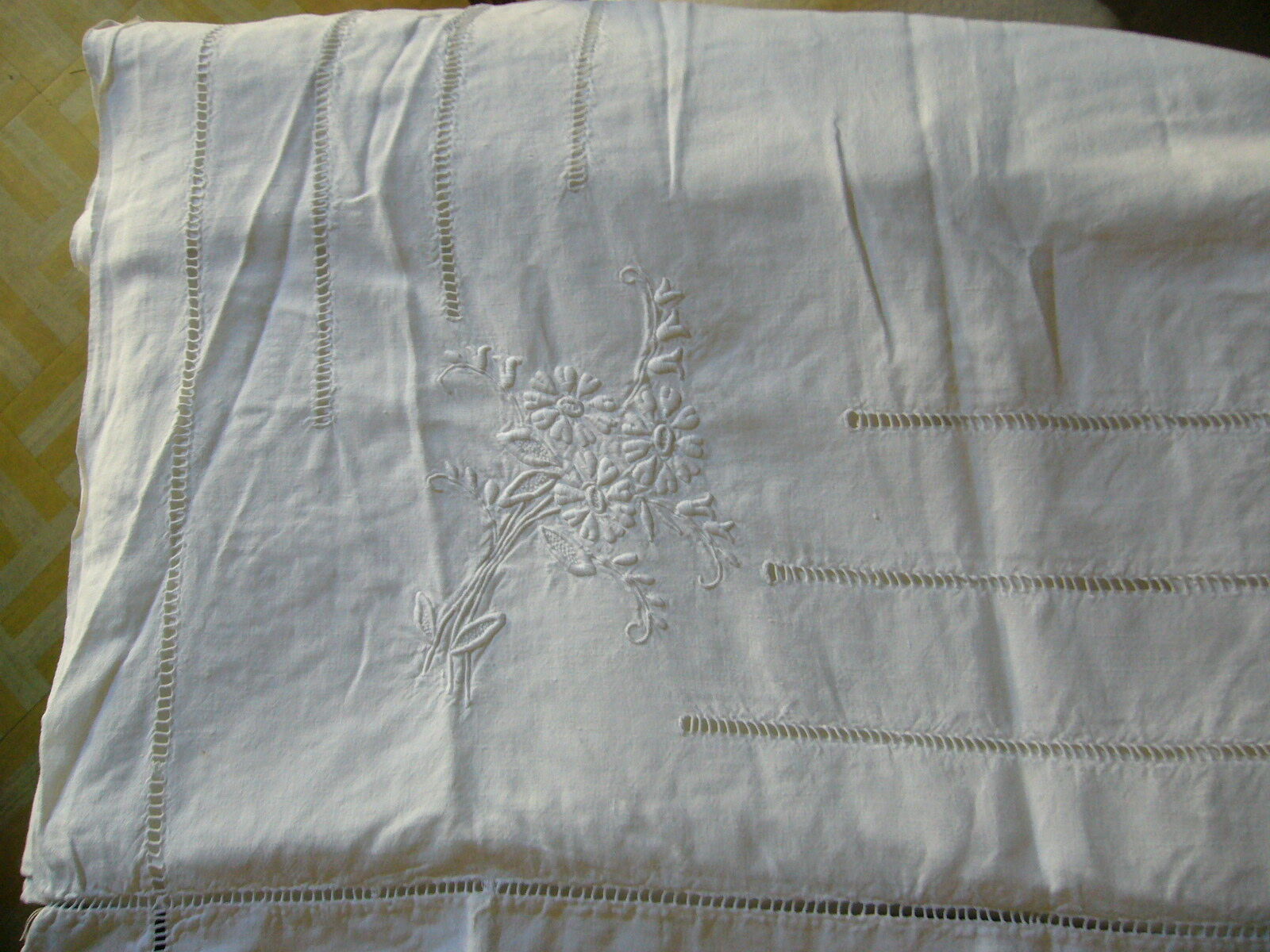 Old embroidered cotton sheet