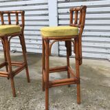 Paire de tabourets en rotin