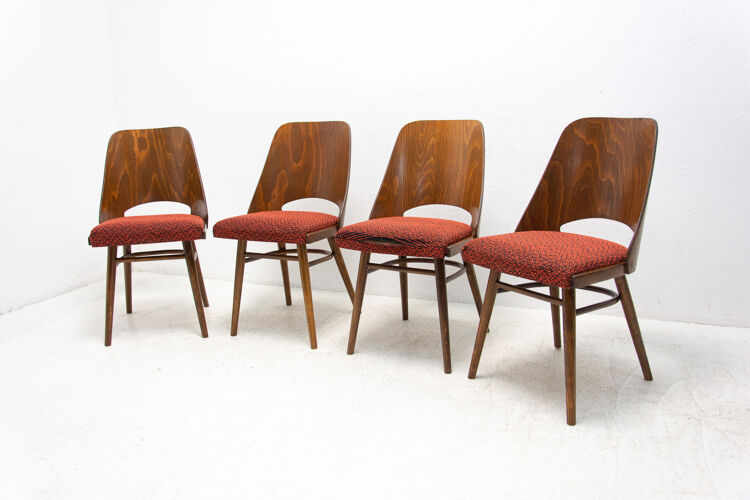 4 chaises de salle à manger mid century par Radomír Hofman, 1960's, ensemble de 4