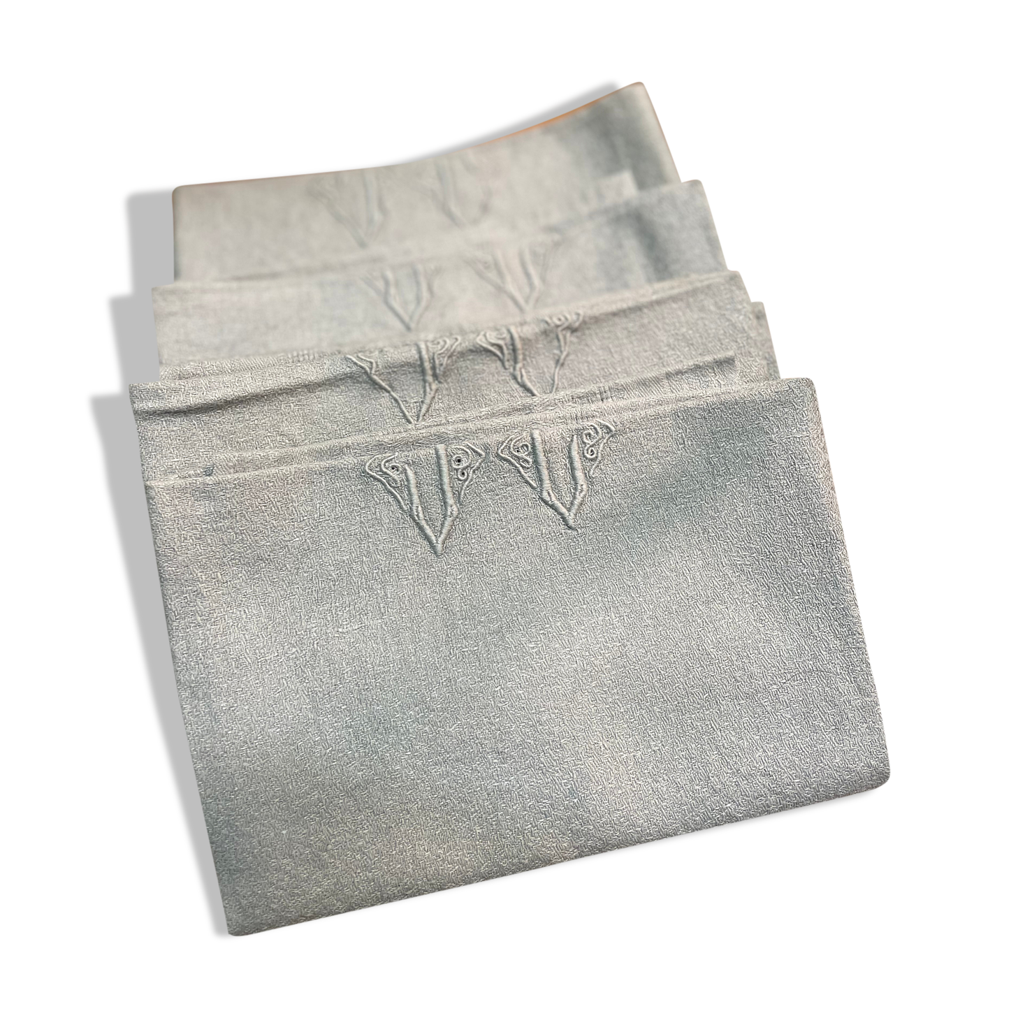 Set of 4 old gray monogram towels