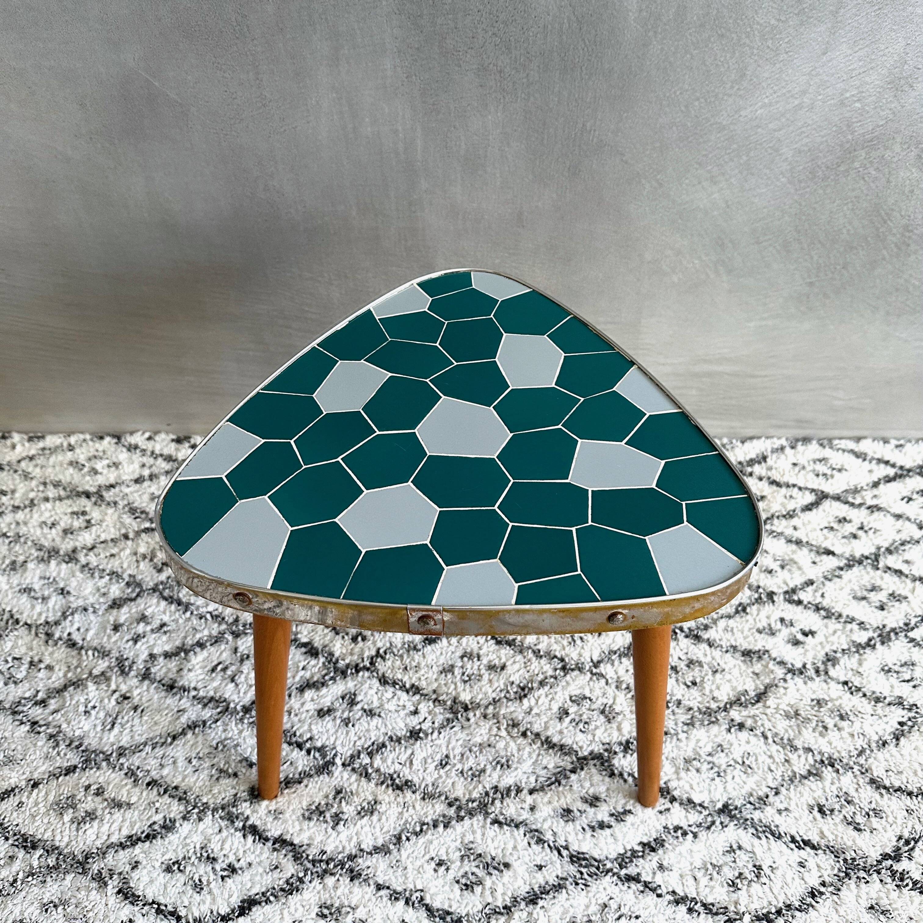 Vintage flower table, side table, mosaic table, bedside table, flower stool, tiled table