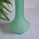 Green and white glass paste single flower vase