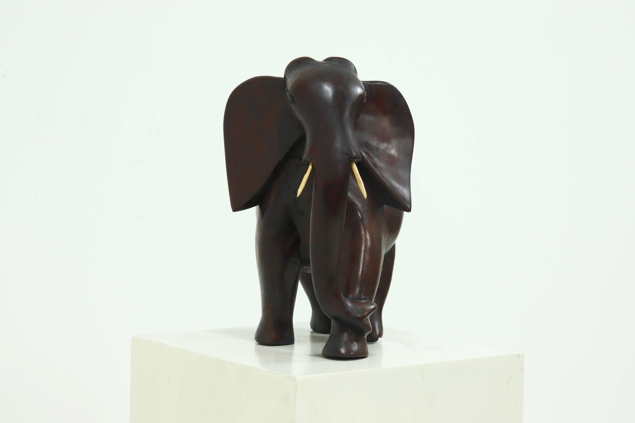 Large Mahogany Sculptural Elephant 1970s