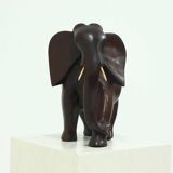 Large Mahogany Sculptural Elephant 1970s