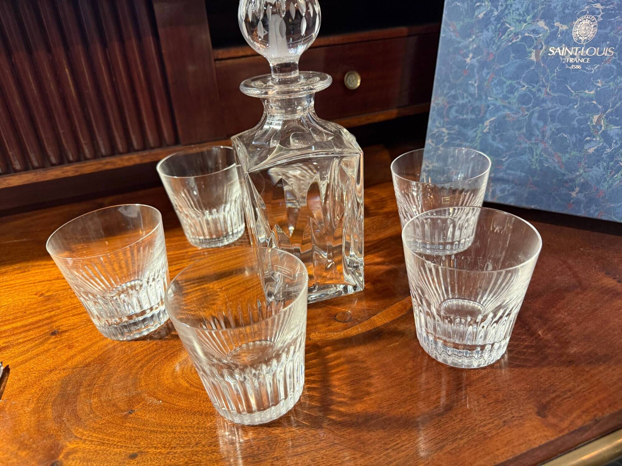 Service à whisky Saint-Louis modèle Manhattan Carafe et 6 gobelets cristal